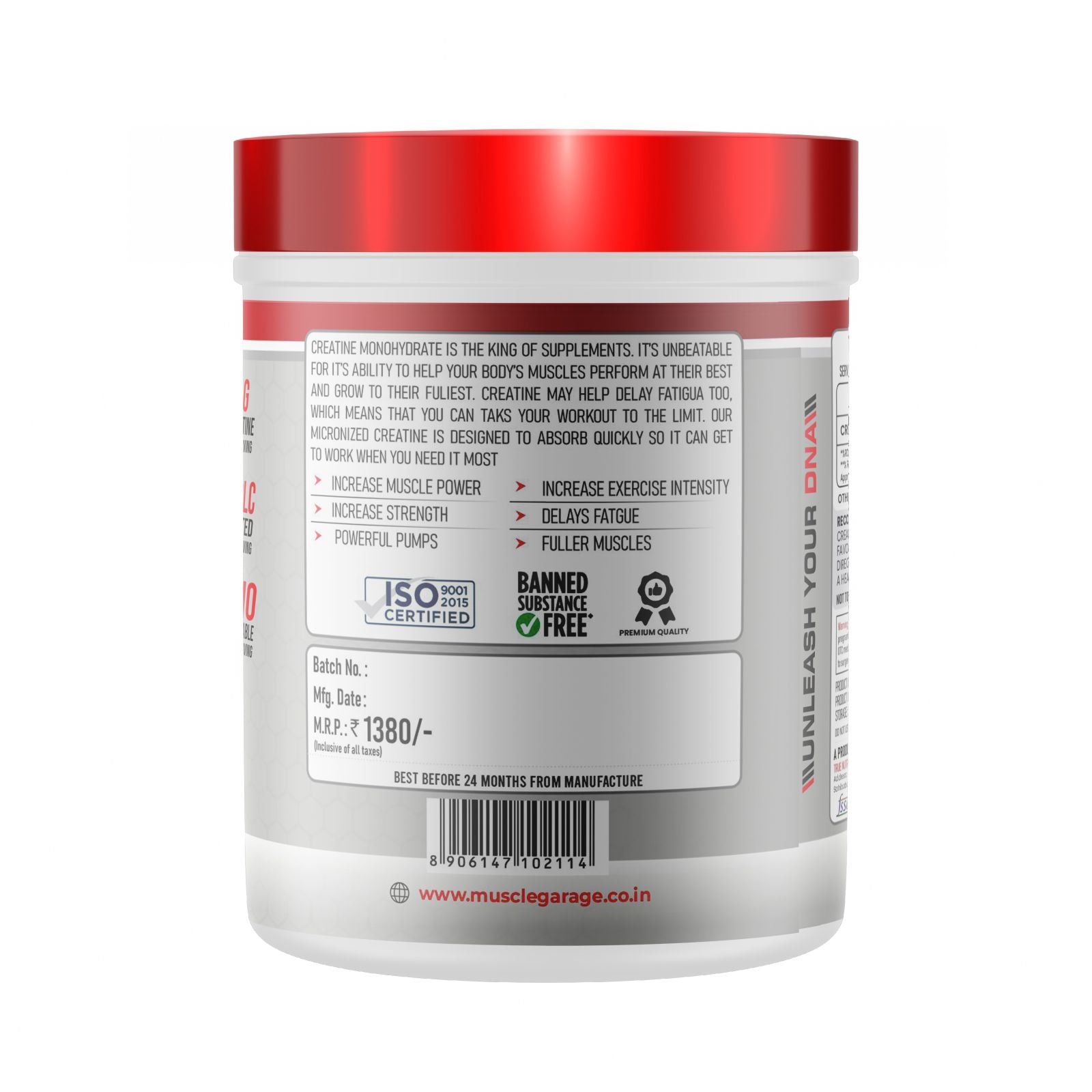 Muscle Garage Creatine Monohydrate Powder (Unflavoured, 250gm, 83 Servings).