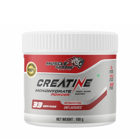 Muscle Garage Creatine Monohydrate Powder 100gm (Unflavoured, 33 Servings)