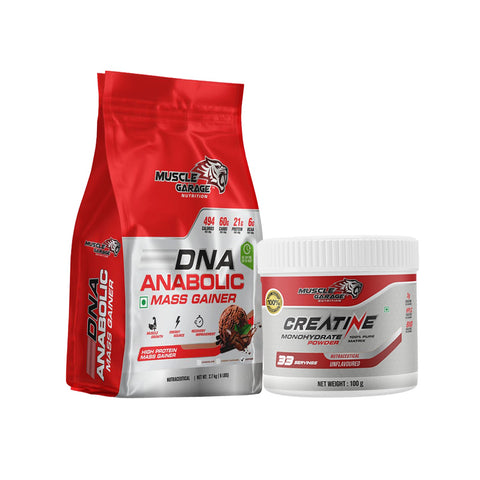 Winter Combo: Muscle Garage DNA Anabolic Mass Gainer 2.7Kg, Creatine Monohydrate Powder 100gm